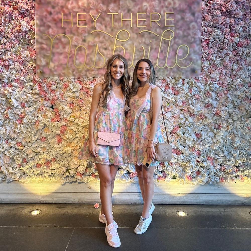 Pastel Floral Sheer Tie-Shoulder Dress - Pink Multi - Picture 8 of 10